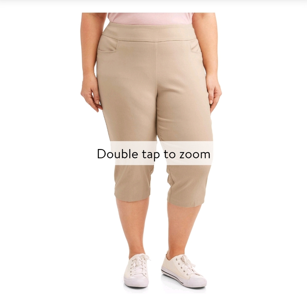 Plus Size Stretch Woven Capri with Tummy Contol